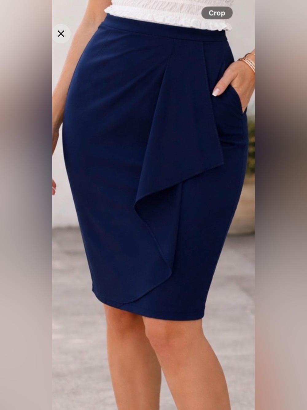 Jones New York Deep Blue Draped Pencil Skirt size 10P